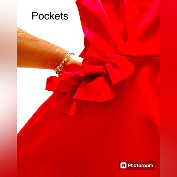 Ted Baker Cold shoulder Ruffle Dress New w/Tags Bright Red US Sz 6 - Picture 13 of 13